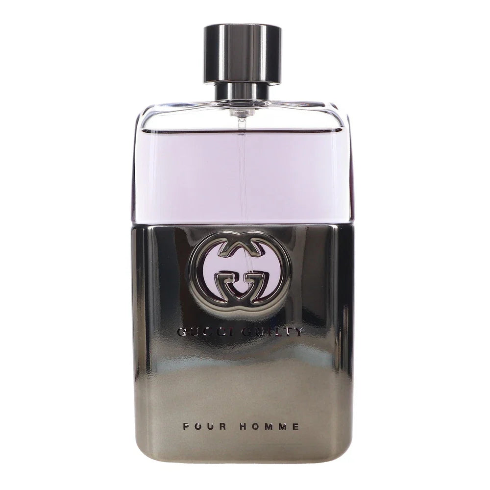 Gucci Guilty Pour Homme Eau de Toilette for Men in 3 oz/90 ml bottle, with sleek packaging and branding visible.
