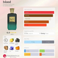 Khadlaj Island Extrait De Parfum Spray for Unisex by Spacewallart, 3.4 oz/100ml, elegant perfume bottle with a sleek design.