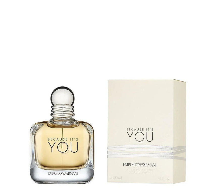 Emporio Armani Because It’s You women’s Eau de Parfum spray bottle with elegant packaging and floral design.