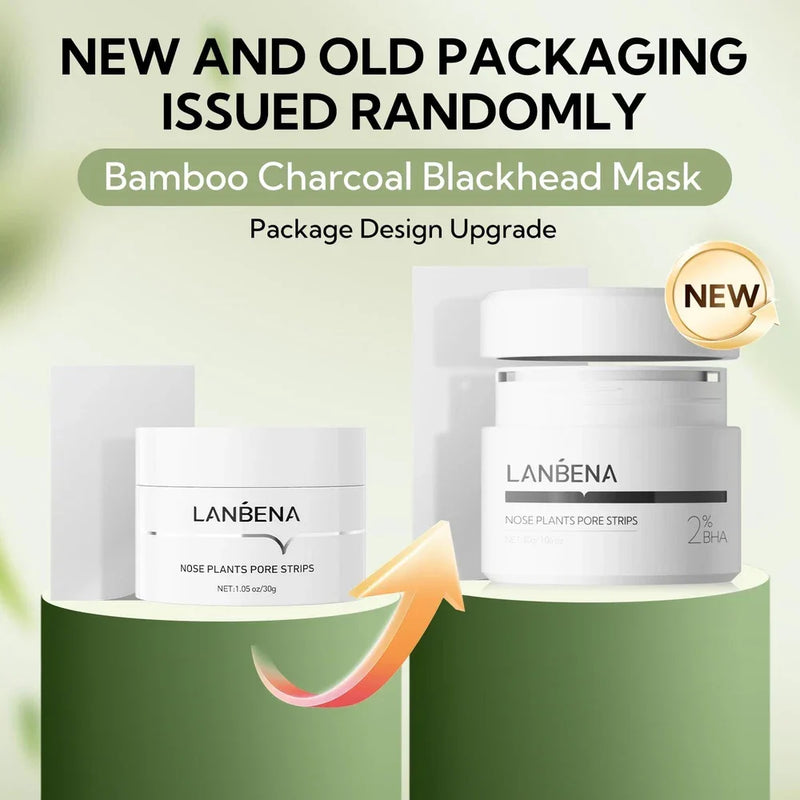 LANBENA 2.0 nose pore strips with salicylic acid, deep blackhead remover mask, designed for clearer skin and pore cleansing.