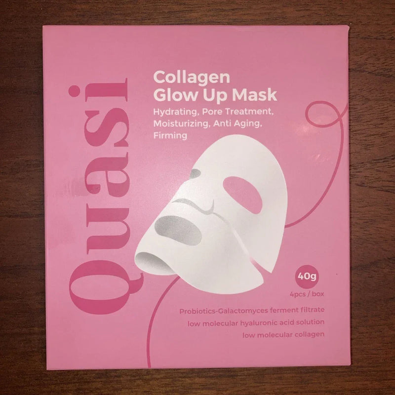 Spacewallart Quasi Collagen Glow Up Mask, premium anti-aging face mask set with four beauty face masks in a box.