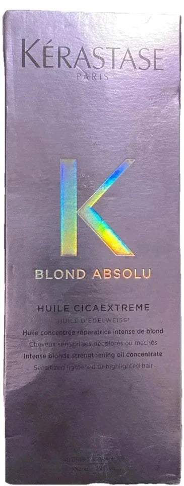 Kérastase Blond Absolu Huile Cicaextreme beautifying oil in 100ml bottle, featuring a sleek packaging and golden oil inside.