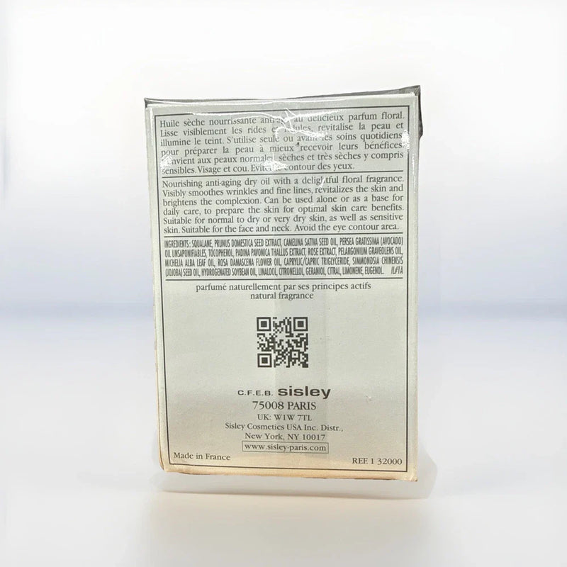 Sisley Black Rose Precious Face Oil in a 0.84 oz bottle, shown with elegant packaging and dropper for skincare application.