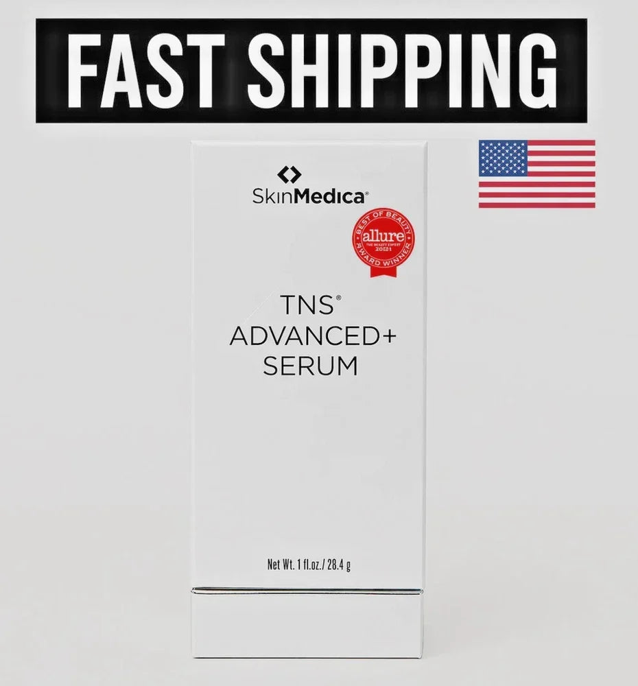 Spacewallart SkinMedica TNS Advanced+ Anti-Aging Face Serum 1 oz in sealed bottle, showing sleek packaging and applicator
