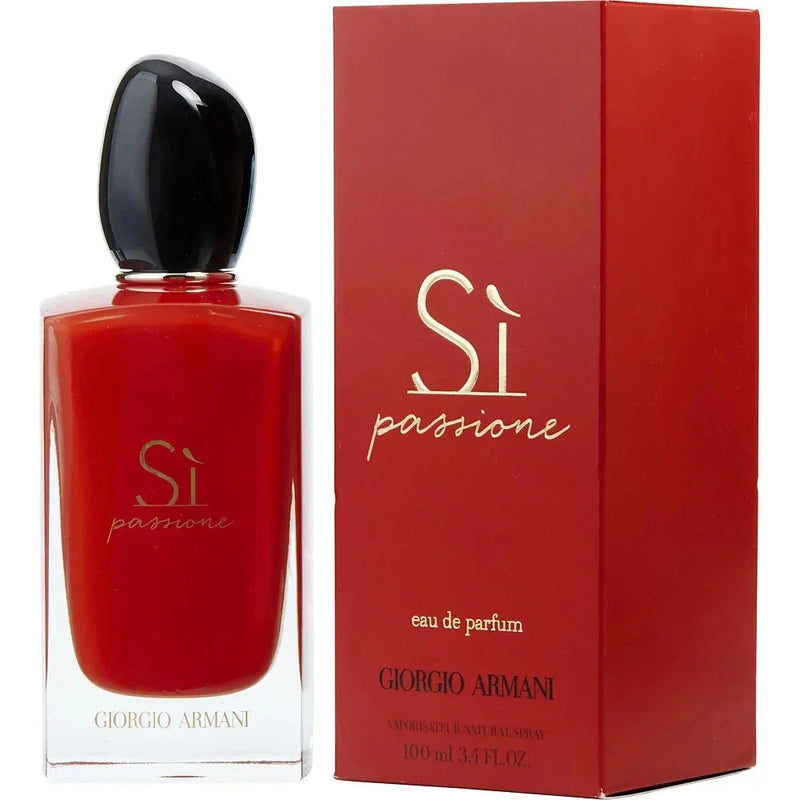 Giorgio Armani Si Passione Eau de Parfum for Women in 3.4 oz bottle, elegant fragrance bottle with a sleek design