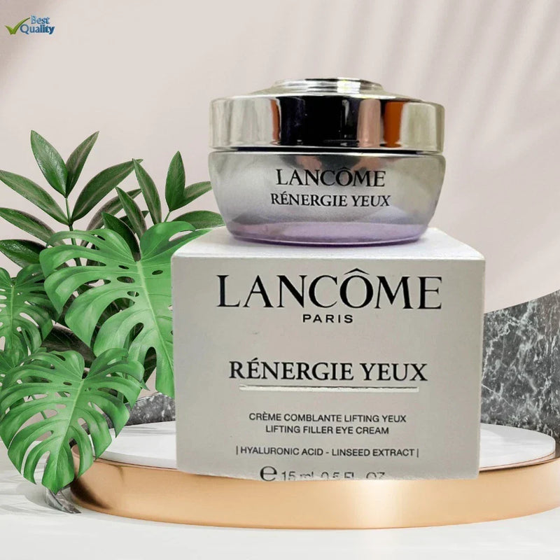 Lancôme Rénergie Yeux Lifting Filler Eye Cream in a 0.5 oz jar, featuring a sleek container and smooth cream texture.