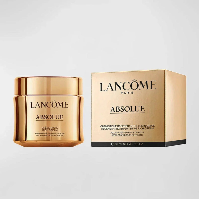Lancôme Absolue Revitalizing & Brightening Rich Cream jar, 2 oz, in elegant packaging, skincare product for revitalizing and brightening skin