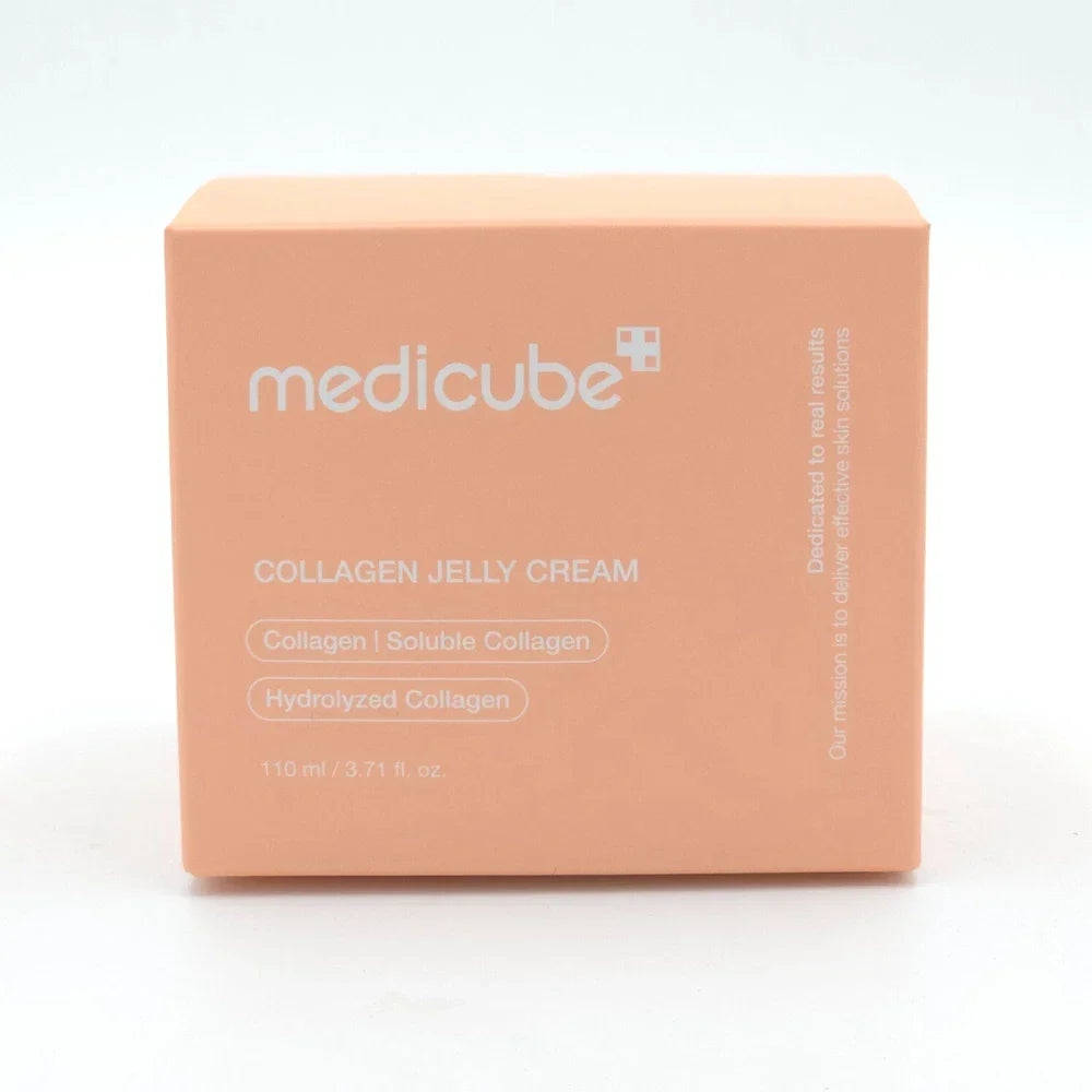 Spacewallart MEDICUBE Collagen Jelly Cream moisturizer with active collagen complex, featuring a smooth, jelly texture in a 110ml container.