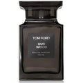Tom Ford Oud Wood Eau de Parfum unisex bottle, 3.4 oz, with sleek design and dark fragrance liquid, authentic product with no box.
