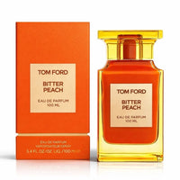 Tom Ford Bitter Peach Eau de Parfum bottle, 1.7 oz and 3.4 oz, new and sealed, featuring a sleek design in the image.