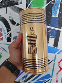 Sealed Jean Paul Gaultier Le Male Elixir parfum bottle for men, 4.2 oz, with a sleek design and detailed label visible.