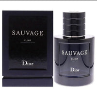 Christian Dior Sauvage Elixir for Men in 3.4 oz bottle, featuring sleek packaging and premium fragrance design.
