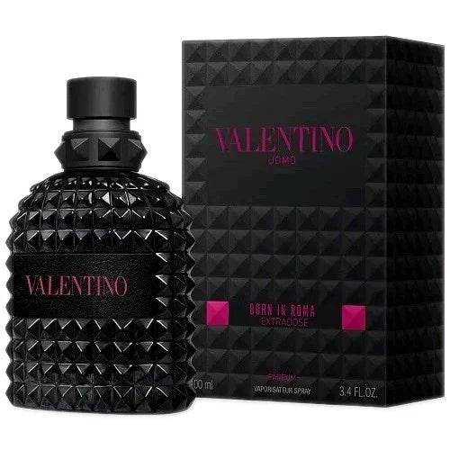 Valentino Uomo Born In Roma Extradose Parfum for Men in a sleek 3.4 oz bottle, featuring elegant design and branding.