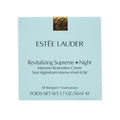Estée Lauder Revitalizing Supreme+ Night Cream jar with cream visible, highlighting anti-aging skincare in a 1.7 oz container
