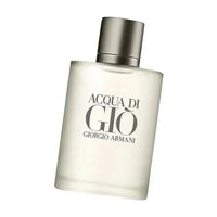 Giorgio Armani Acqua Di Gio Eau de Toilette for Men 3.4 oz bottle with sleek design and clear glass showing the fragrance.