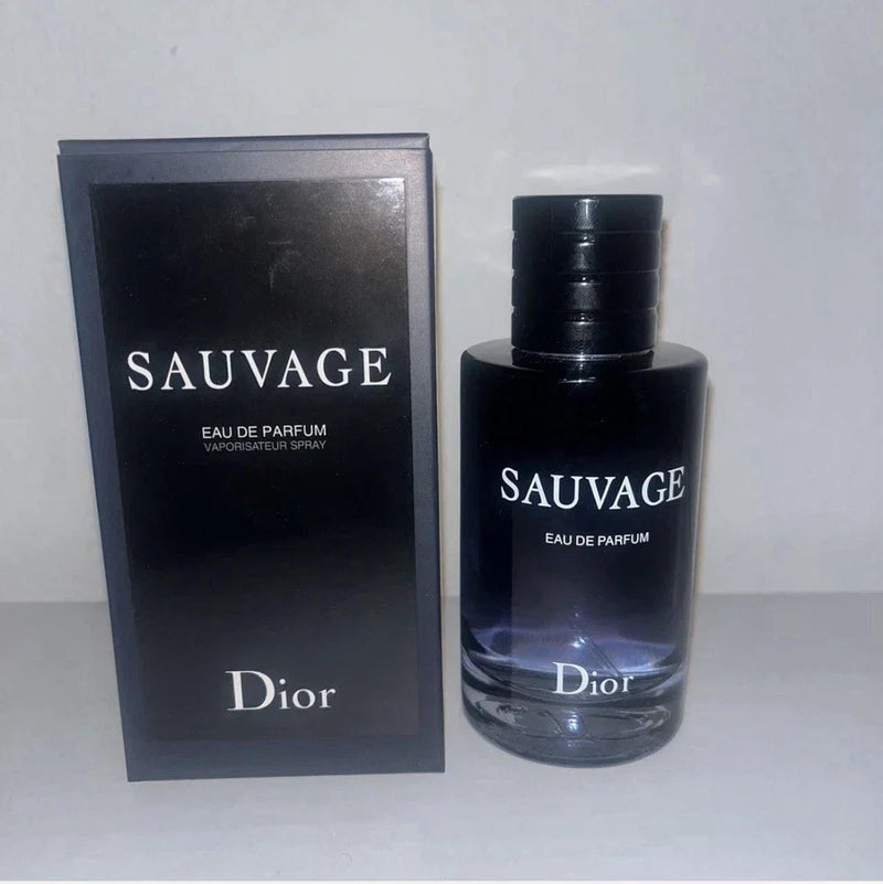 Christian Dior Sauvage Eau de Parfum for Men in a sleek 3.4 oz bottle with a dark, modern design.