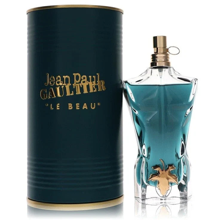 Jean Paul Gaultier Le Beau Eau de Toilette for Men in 4.2 oz bottle, featuring sleek packaging and masculine fragrance design.