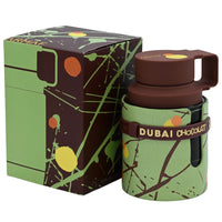 Armaf Odyssey Dubai Chocolat Eau de Parfum for Men in 3.4 oz bottle, authentic, new in box, with sleek black and gold design.