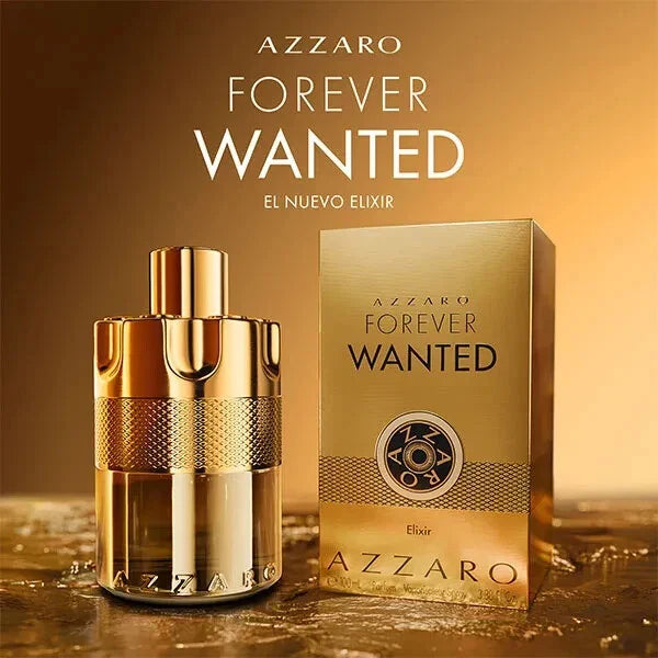Azzaro Forever Wanted Elixir Eau de Parfum for Men in 3.4 oz bottle, featuring sleek packaging and elegant design.