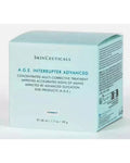 SkinCeuticals A.G.E. Interrupter Advanced Face Cream in 1.7 oz jar, showing smooth, luxurious skincare product with a sleek container.