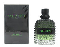 Valentino Uomo Born In Roma Green Stravaganza Eau de Toilette for Men in 3.4 oz bottle, with green liquid and sleek packaging.
