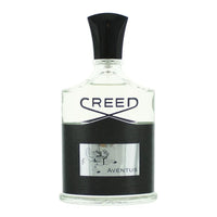Creed Aventus Eau de Parfum for Men 3.3 oz bottle with sleek black and gold design, displayed on a neutral background.