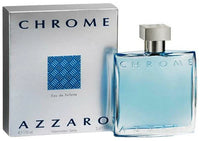 Azzaro Chrome Eau de Toilette for Men in a sleek 3.3 oz bottle, shown with its modern, minimalist design.