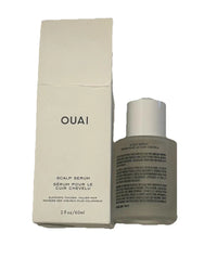 OUAI Scalp Serum for thicker, fuller hair by Spacewallart, showing the 2 oz bottle with applicator tip and sleek packaging.