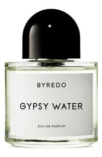 Byredo Gypsy Water unisex Eau de Parfum spray bottle, 3.3 oz, with elegant packaging and clear glass design.