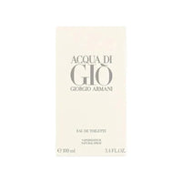 Giorgio Armani Acqua Di Gio Eau de Toilette for Men in 3.4 oz bottle, featuring sleek packaging and clear glass design.