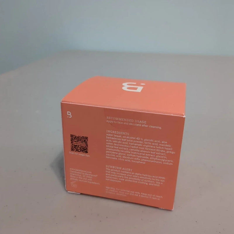 Spacewallart Barefaced Toning Pads, exfoliating face pads in a 60-count package, designed for gentle skincare and facial exfoliation.