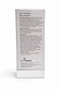 SkinMedica TNS Advanced+ anti-aging face serum in a 1 oz bottle, sealed, with a sleek design and clear branding on the packaging.