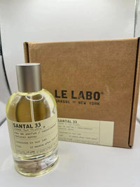 Spacewallart Le Labo Santal 33 unisex Eau de Parfum bottle with minimalist design and 3.4 oz/100 ml label, no box.