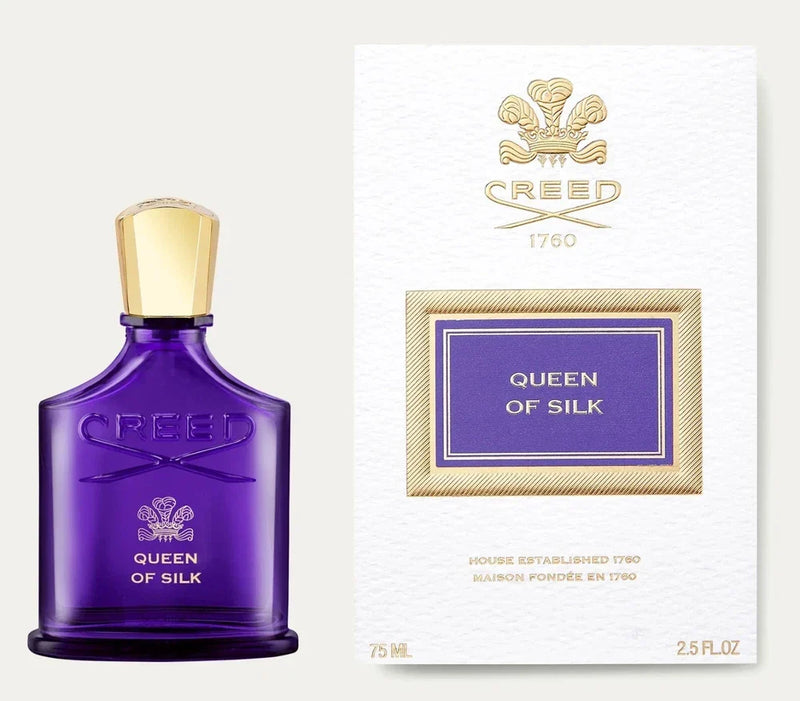 Creed Queen of Silk Eau de Parfum for Women in a 2.5 oz bottle, featuring elegant packaging and luxurious fragrance.