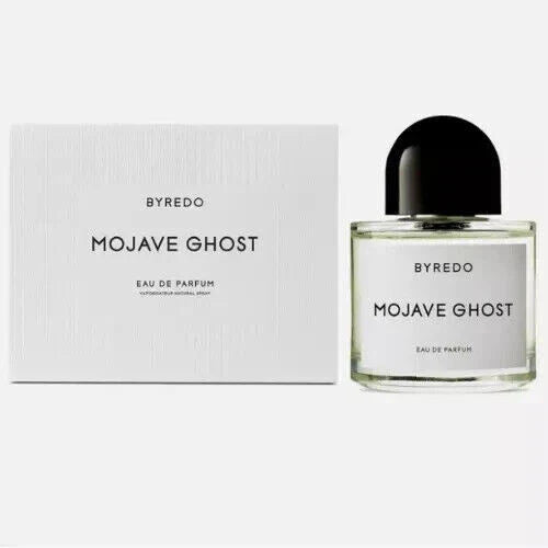 Byredo Mojave Ghost unisex Eau de Parfum spray bottle, 3.3 oz, with sleek design and minimalist label visible.
