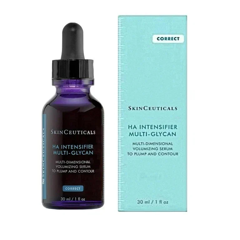 SkinCeuticals H.A. Intensifier hyaluronic acid serum in a sealed 30ml bottle, designed for skin firming and hydration.
