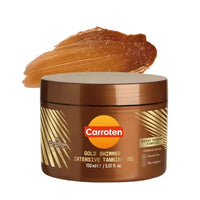 Carroten Gold Shimmer Intensive Tanning Gel by Spacewallart with shimmering pearls, 5.07 oz, for sun tan acceleration and radiant glow